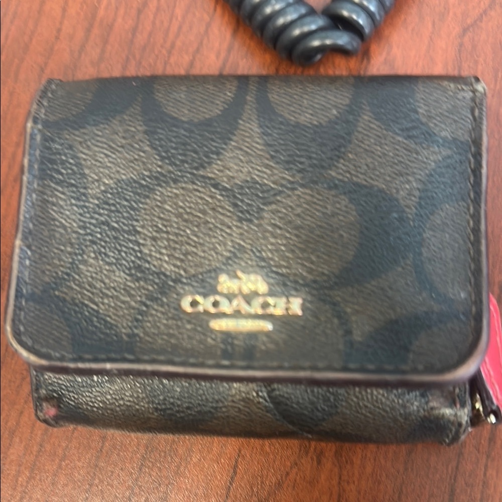 Coach Black Key Card Holder Compact Accessory